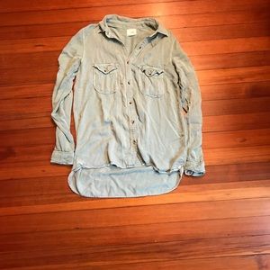 Green chambray soft button up shirt